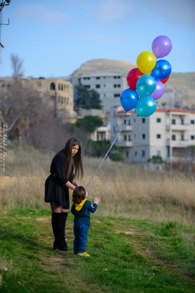 a young mother with her child during a family photography session
