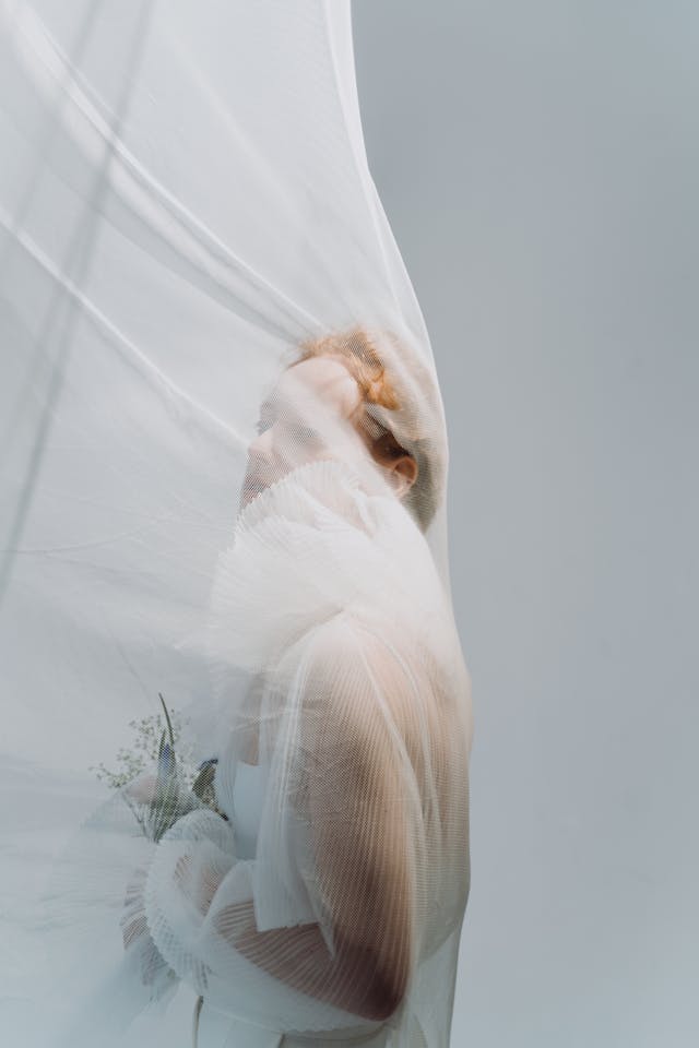 bride hold her veil overhead
