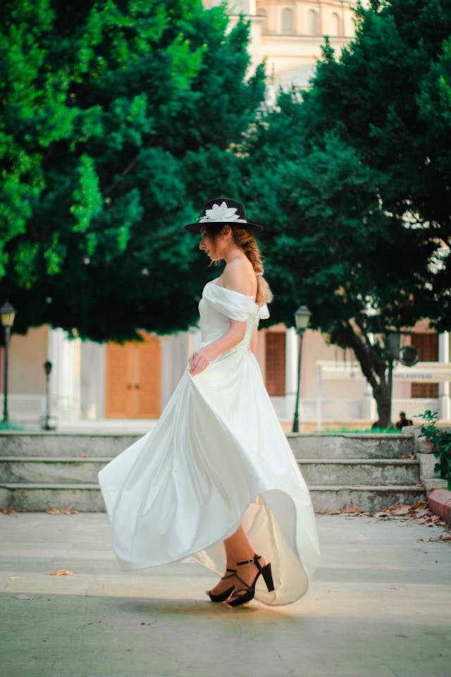 bride twirling in her wedding dress