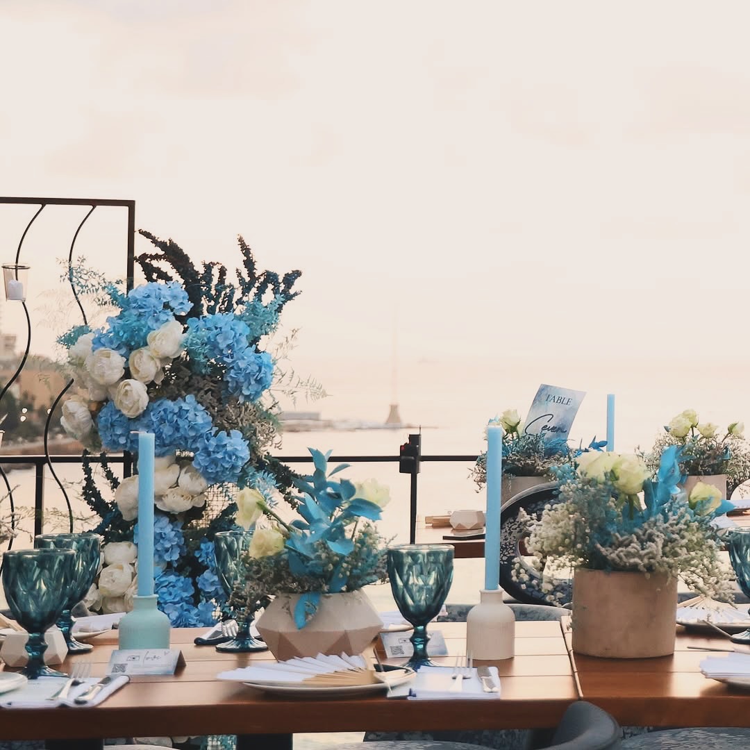 "Romantic wedding floral setup by Floria by Nour in Beirut