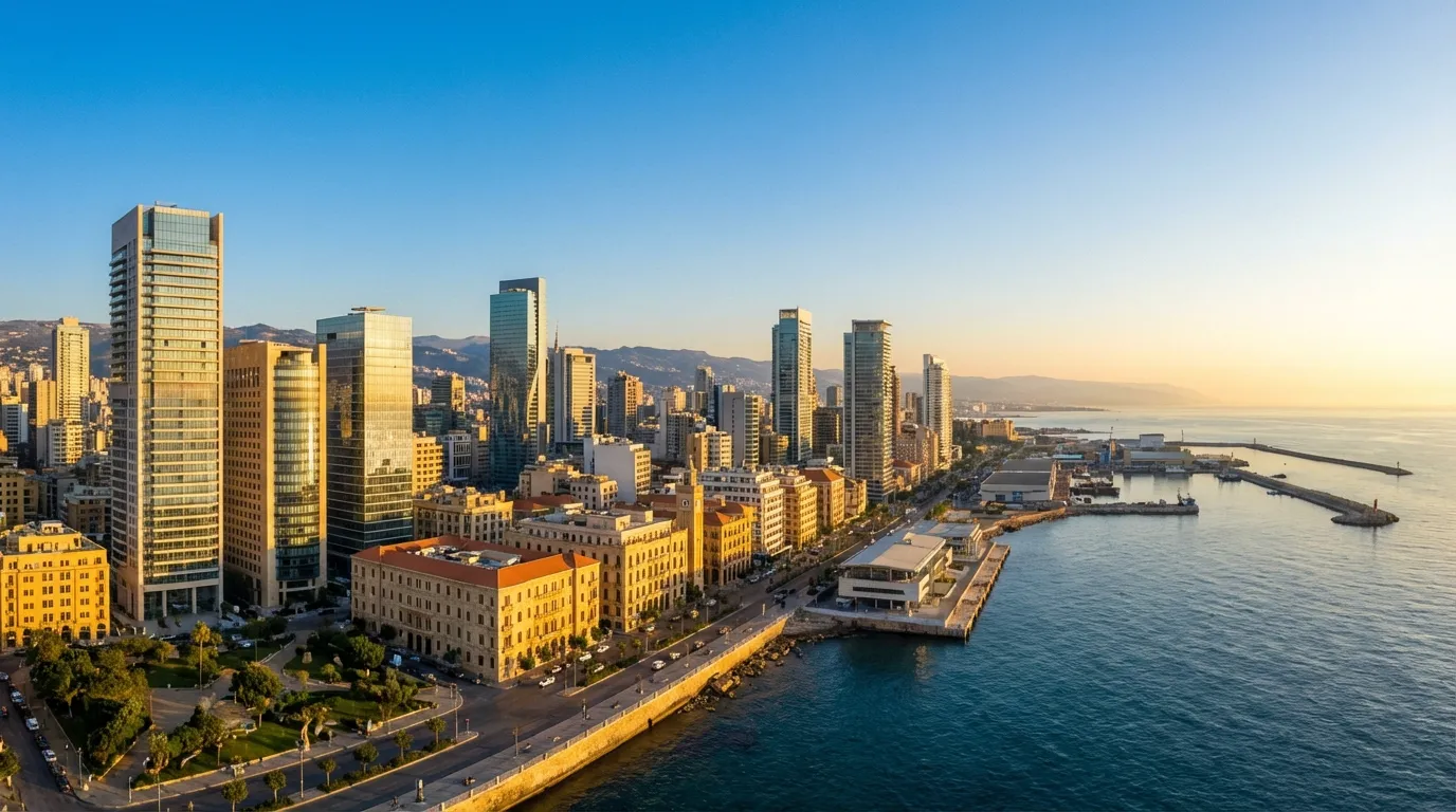 أفق مدينة بيروت عند الشروق يظهر التجدد العمراني والأمل في عام 2026