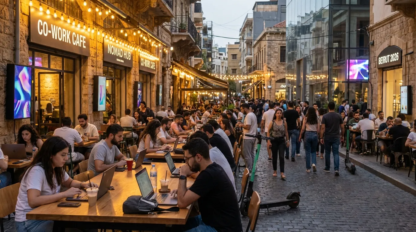 مشهد حيوي في شارع مار مخايل يظهر عودة الحياة والمقاهي المزدحمة في بيروت
