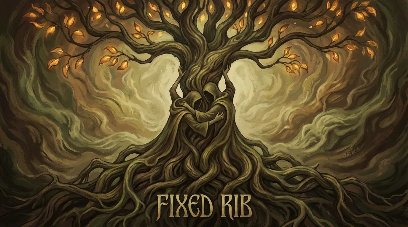 رسم فني رقمي سريالي لشجرة جذورها على شكل شخصين يسندان بعضهما البعض تعبيراً عن السند