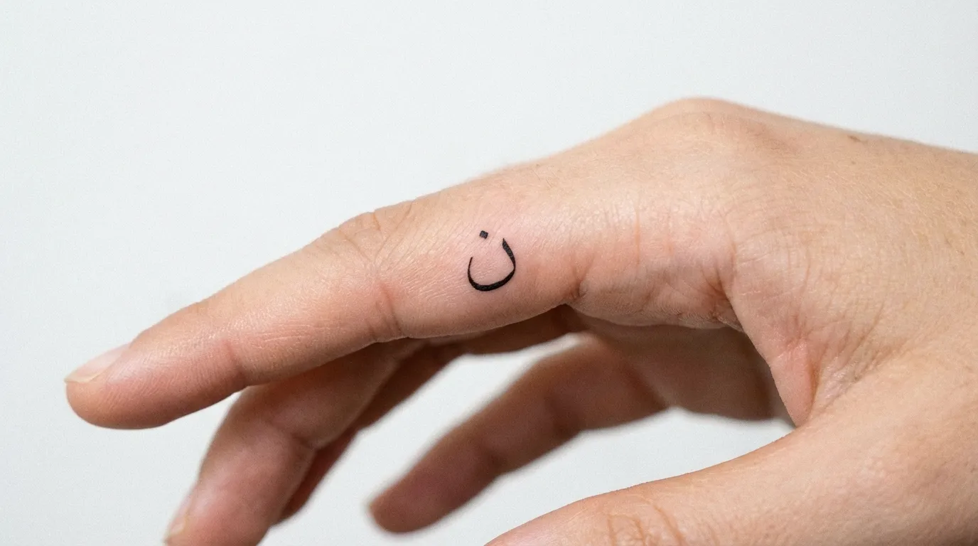 وشم مينيماليست لحرف عربي واحد على الإصبع بخط رفيع