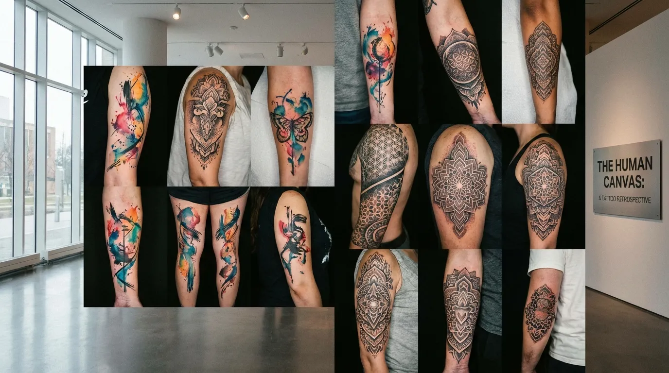 كولاج فني يظهر تنوع أساليب الوشم المختلفة