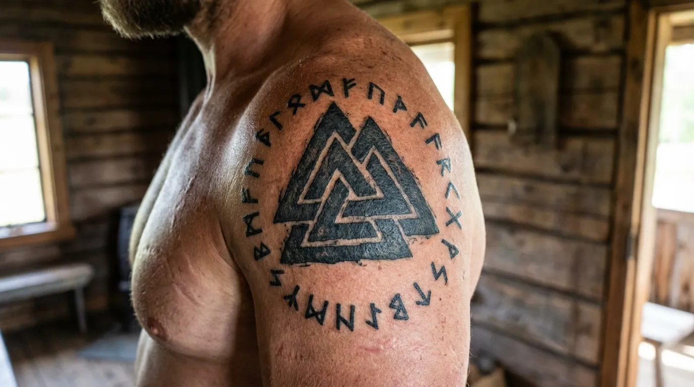 وشم رمز الفالكنوت الفايكنجي القديم