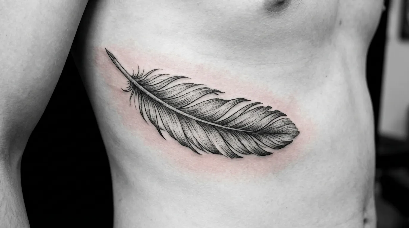 وشم ريشة دقيق يرمز للخفة