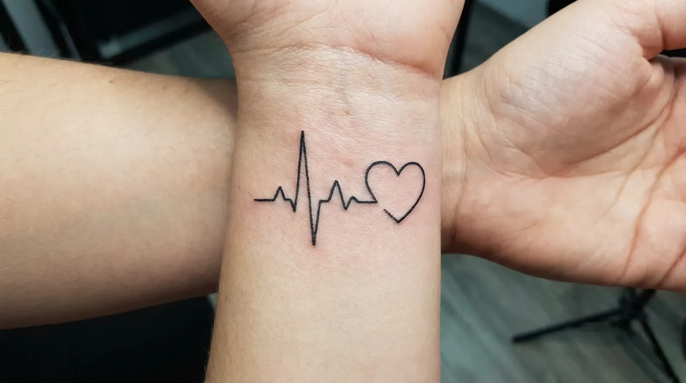 وشم نبض القلب يرمز للحياة