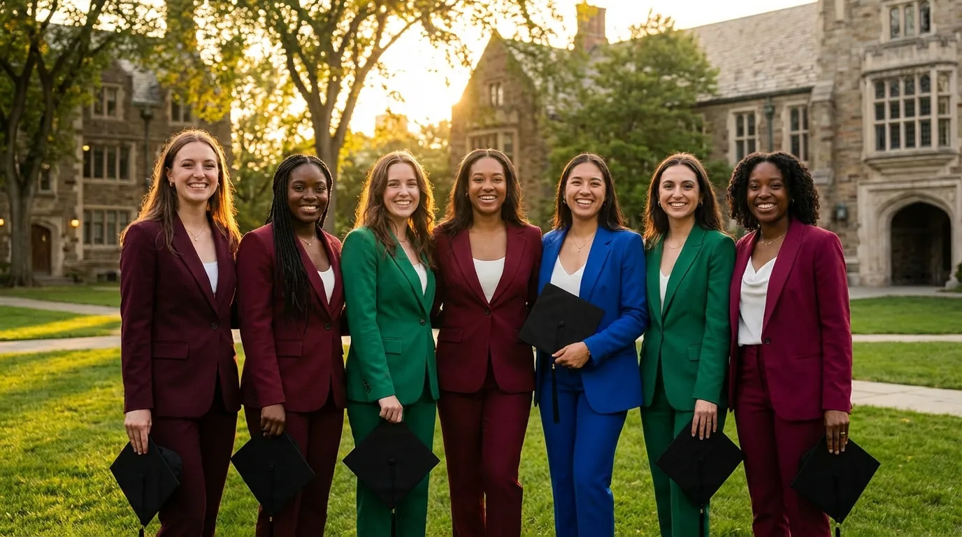 خريجات يرتدين بدلات تخرج ملونة بألوان عصرية لعام 2026