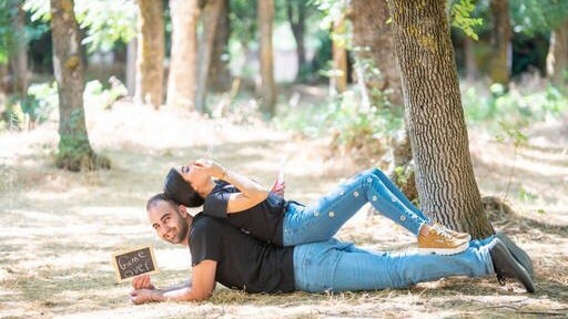 couple photography with props